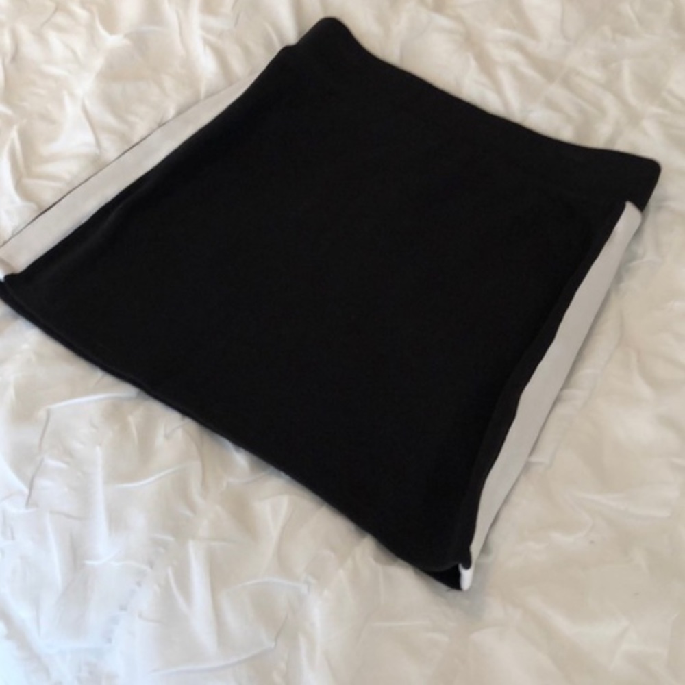 Black Body Con Cotton Skirt w/ white stripes